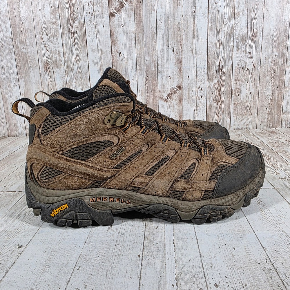 Merrell Mens Moab 2 Mid Waterproof Hiking Boots Brown Wide J06051W Size 9.5 W